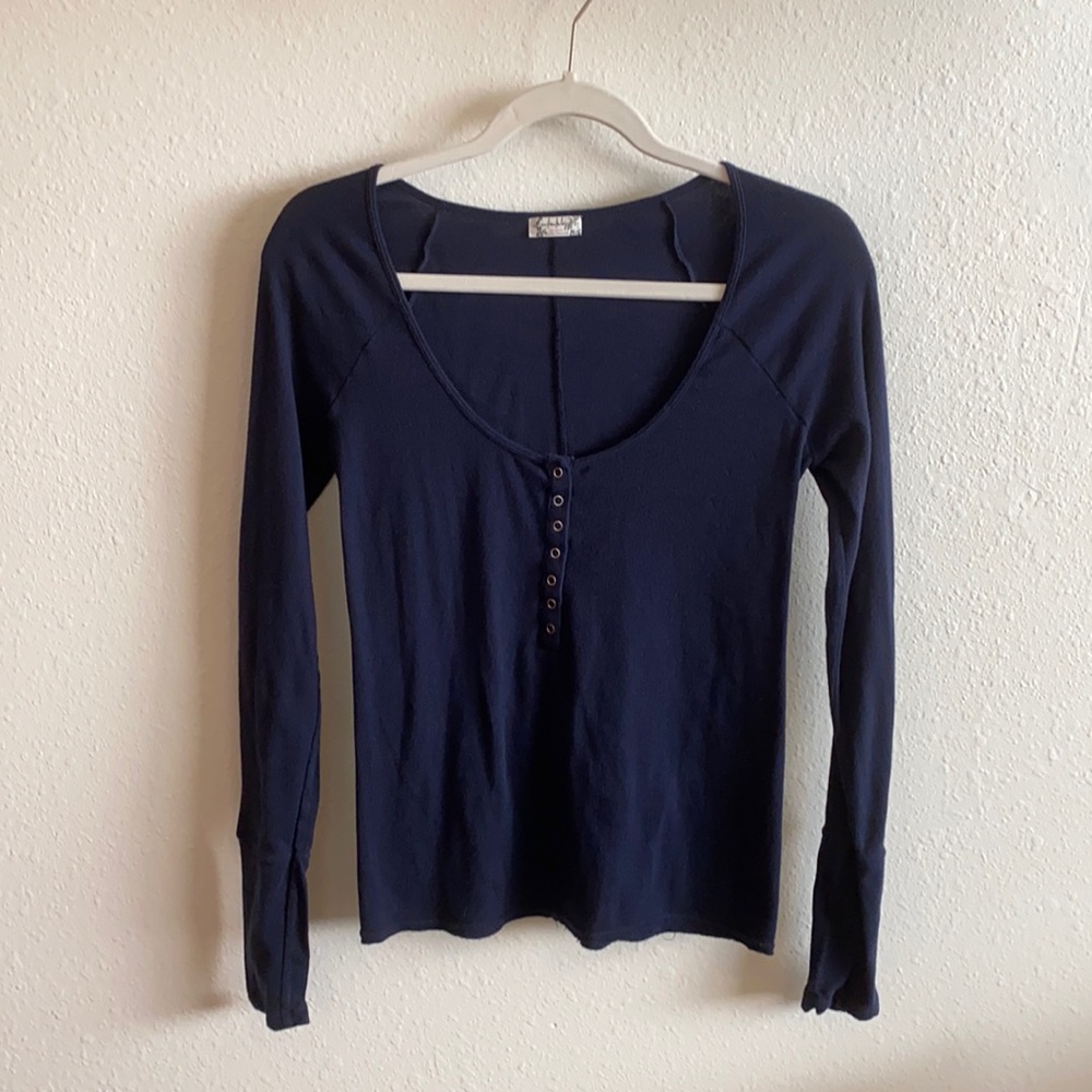 NWOT midnight blue free people henley shirt